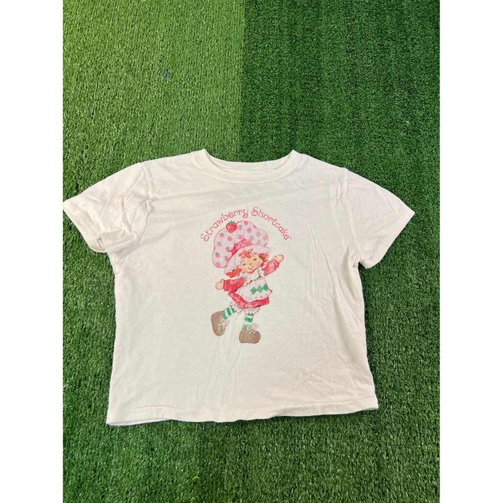 Strawberry Shortcake Graphic Tee Cream Retro Cartoon Short Sleeve XS